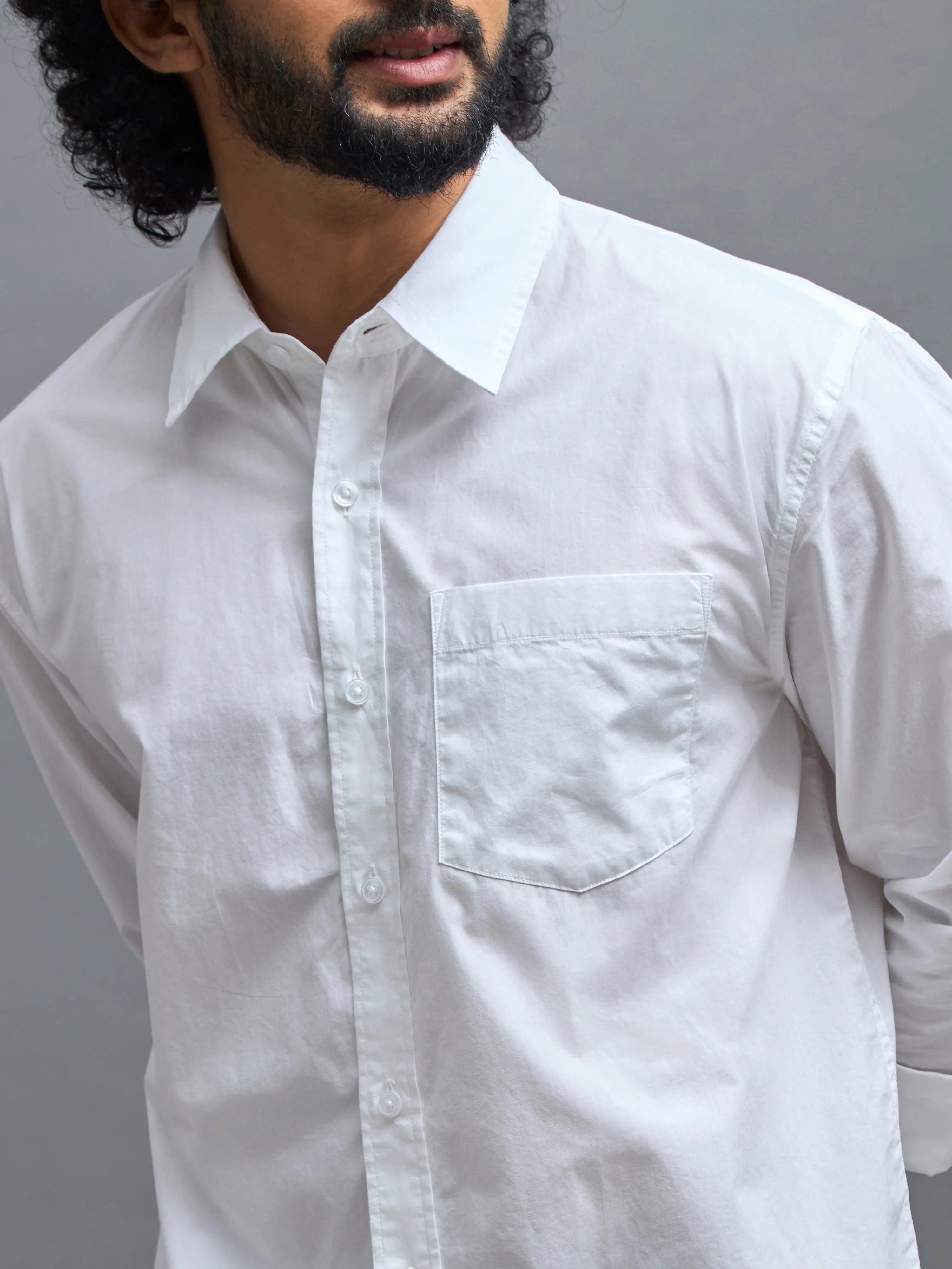 Eluded - Regular Fit Full Sleeve Poplin Shirt - White