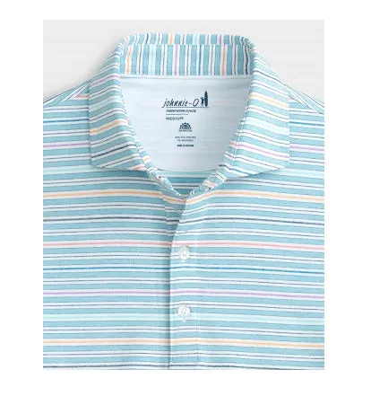 Fallon Striped Jersey Performance Polo in Permafrost by Johnnie-O