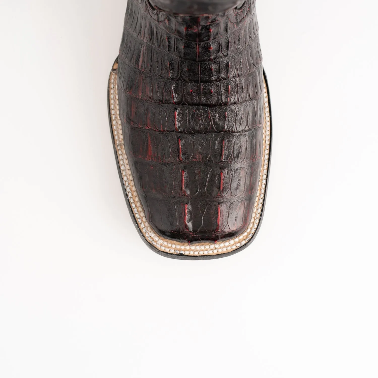 Ferrini Mens Black Cherry Leather Caiman S-Toe Dakota Cowboy Boots