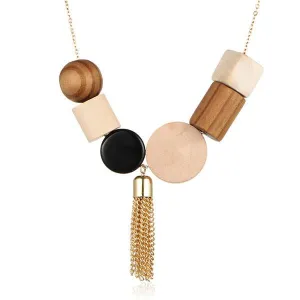 Geometric Block Tassel Necklace