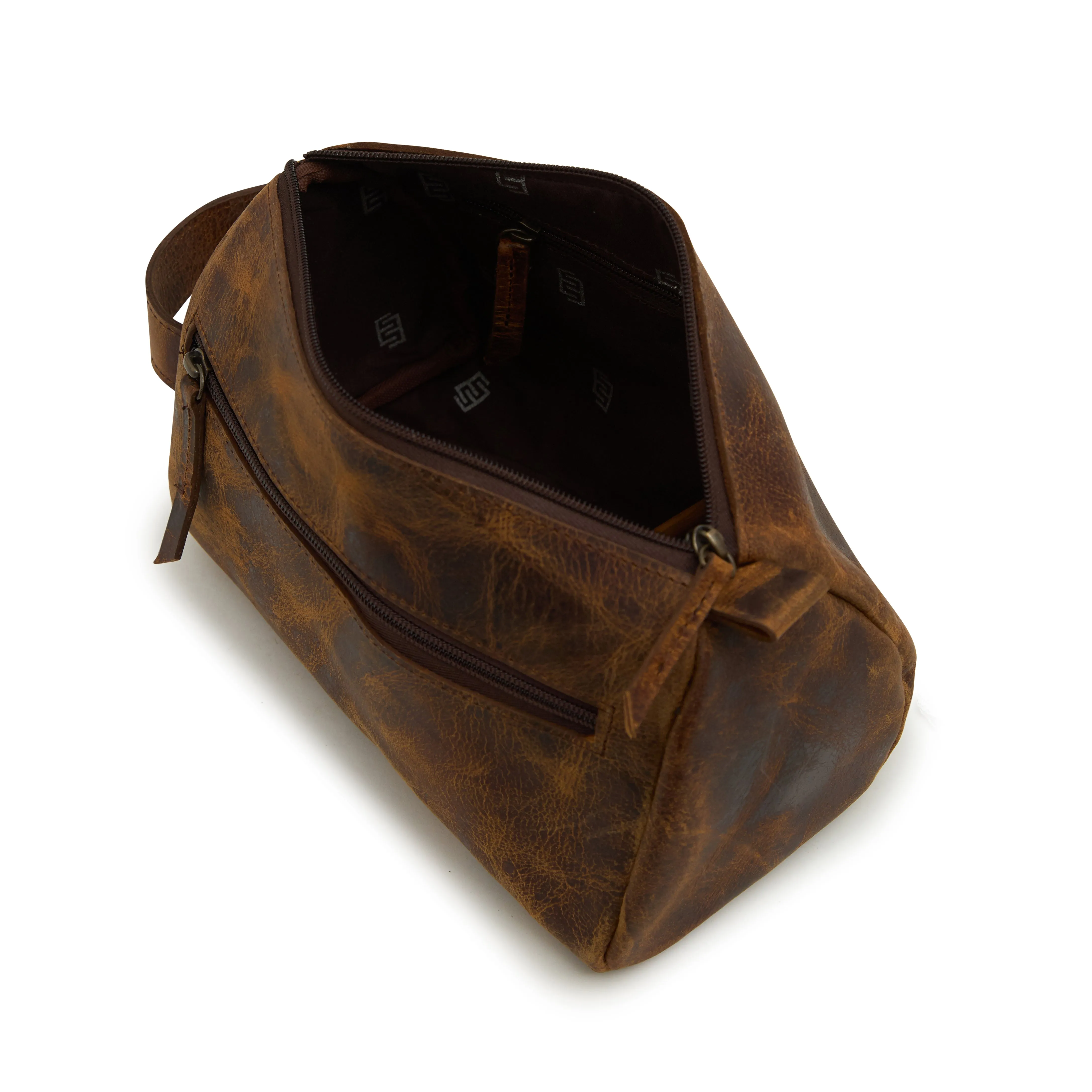 Godfrey - Leather Cosmetic Bag - Brown