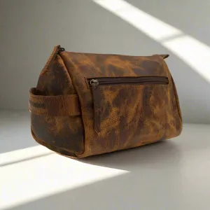 Godfrey - Leather Cosmetic Bag - Brown