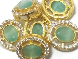 Green & Yellow  AD Quality Kundan Stones