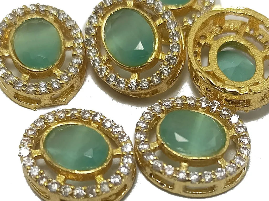 Green & Yellow  AD Quality Kundan Stones