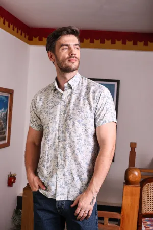 Halfsleeve Light Pista Green Printed Knit Shirt