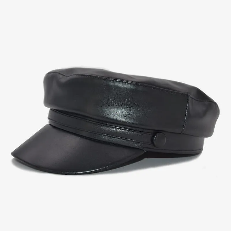 Hats Leather Military Cap Women Fashion Hat