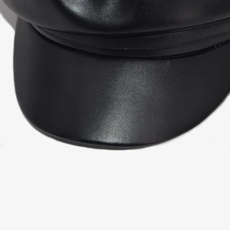 Hats Leather Military Cap Women Fashion Hat