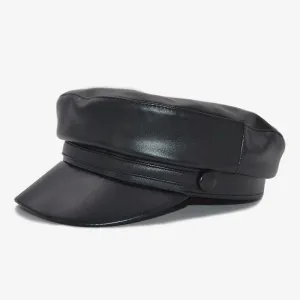 Hats Leather Military Cap Women Fashion Hat