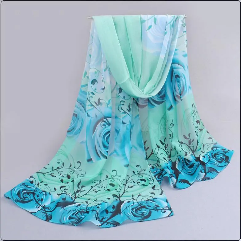High quality women scarf cotton voile scarves solid warm autumn and winter scarf shawl rose printed