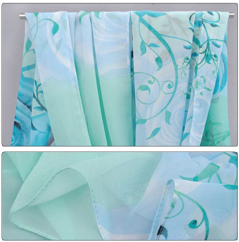 High quality women scarf cotton voile scarves solid warm autumn and winter scarf shawl rose printed