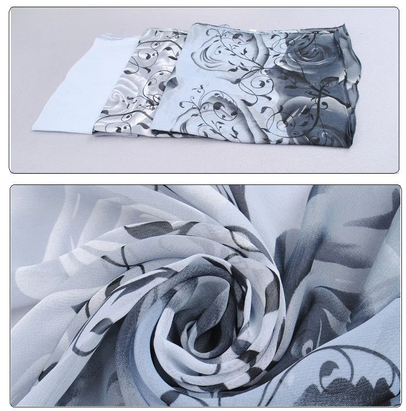 High quality women scarf cotton voile scarves solid warm autumn and winter scarf shawl rose printed