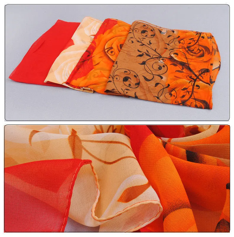 High quality women scarf cotton voile scarves solid warm autumn and winter scarf shawl rose printed