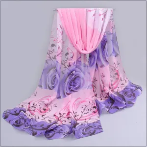 High quality women scarf cotton voile scarves solid warm autumn and winter scarf shawl rose printed