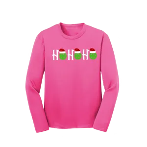 Ho Ho Ho | Youth Long Sleeve Pickleball Shirts | 100% Polyester