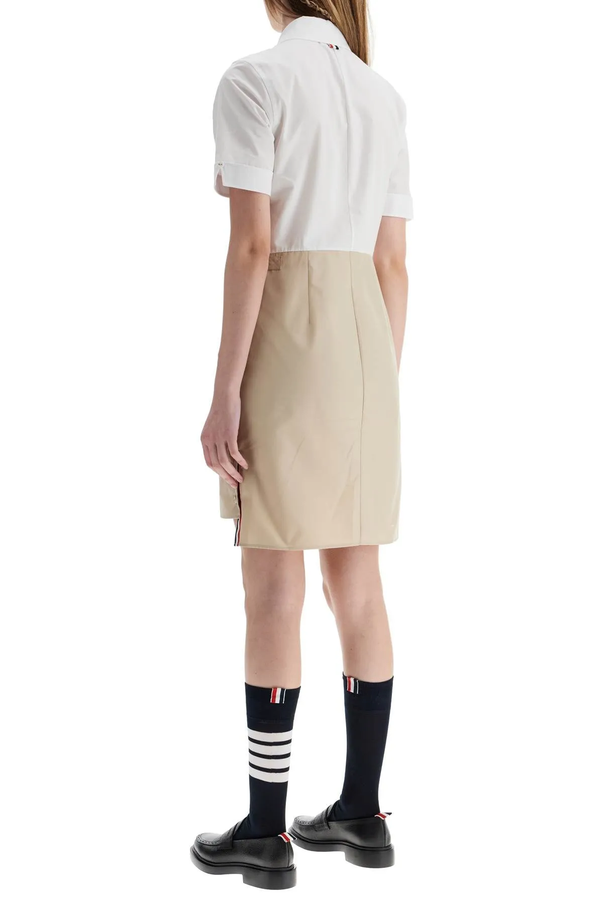khaki typewriter cloth dress with striped logo FDSF05U 04502 KHAKI