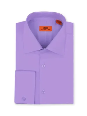 Lavender Steven Land Men's French Cuff Dress Shirt Regular-Fit 100% Cotton