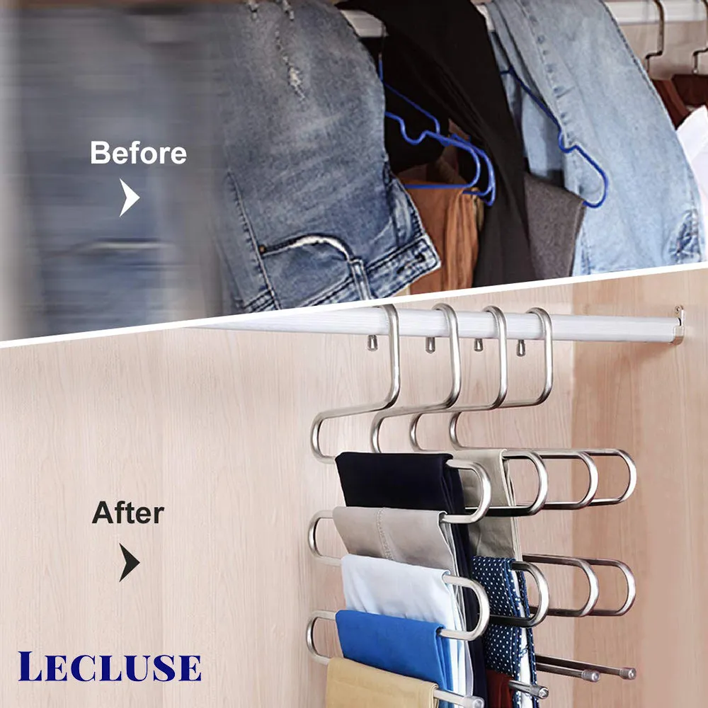Lecluse Stainless Steel Trouser Hangers Pants Tie Clothes Coat Space Saving Bulk