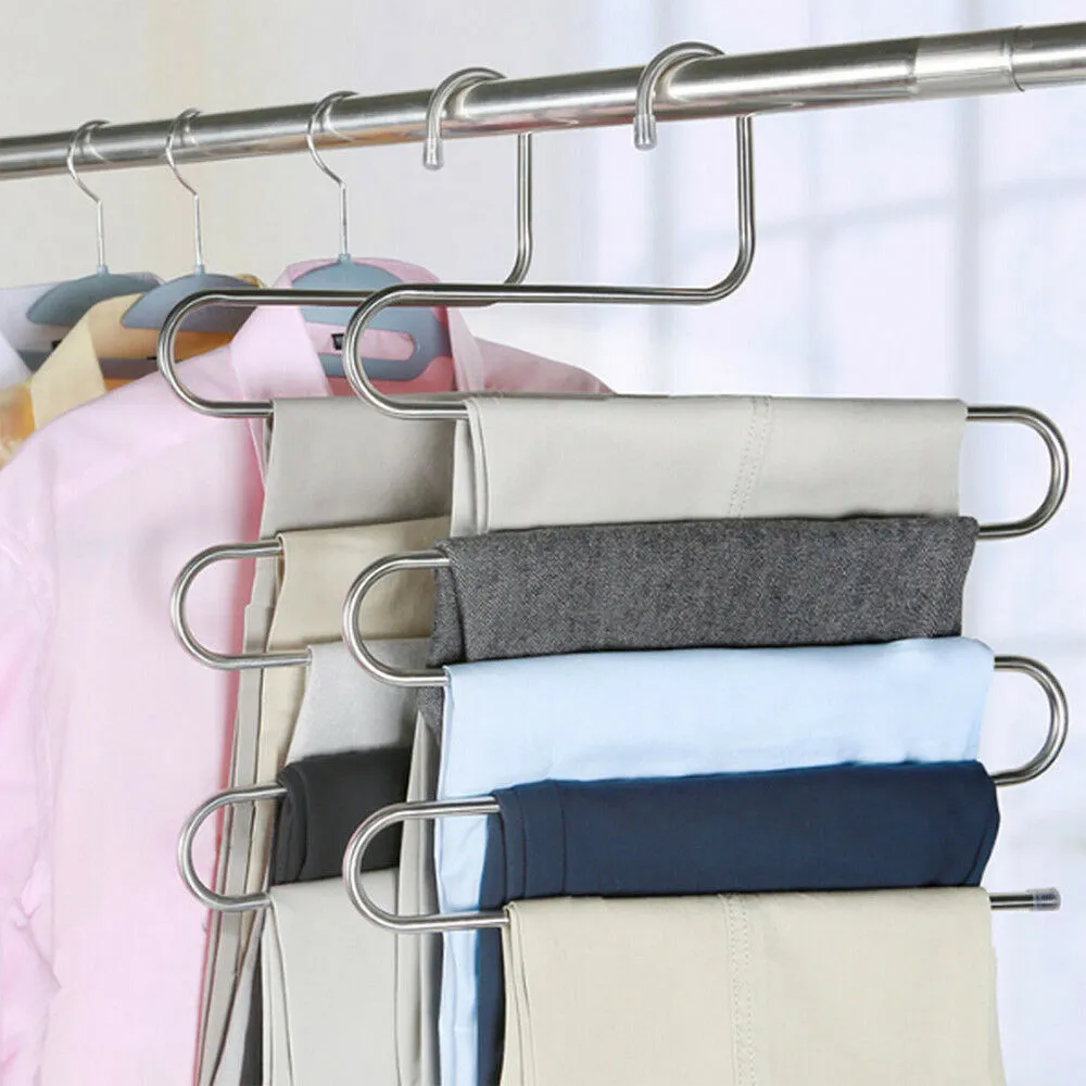 Lecluse Stainless Steel Trouser Hangers Pants Tie Clothes Coat Space Saving Bulk