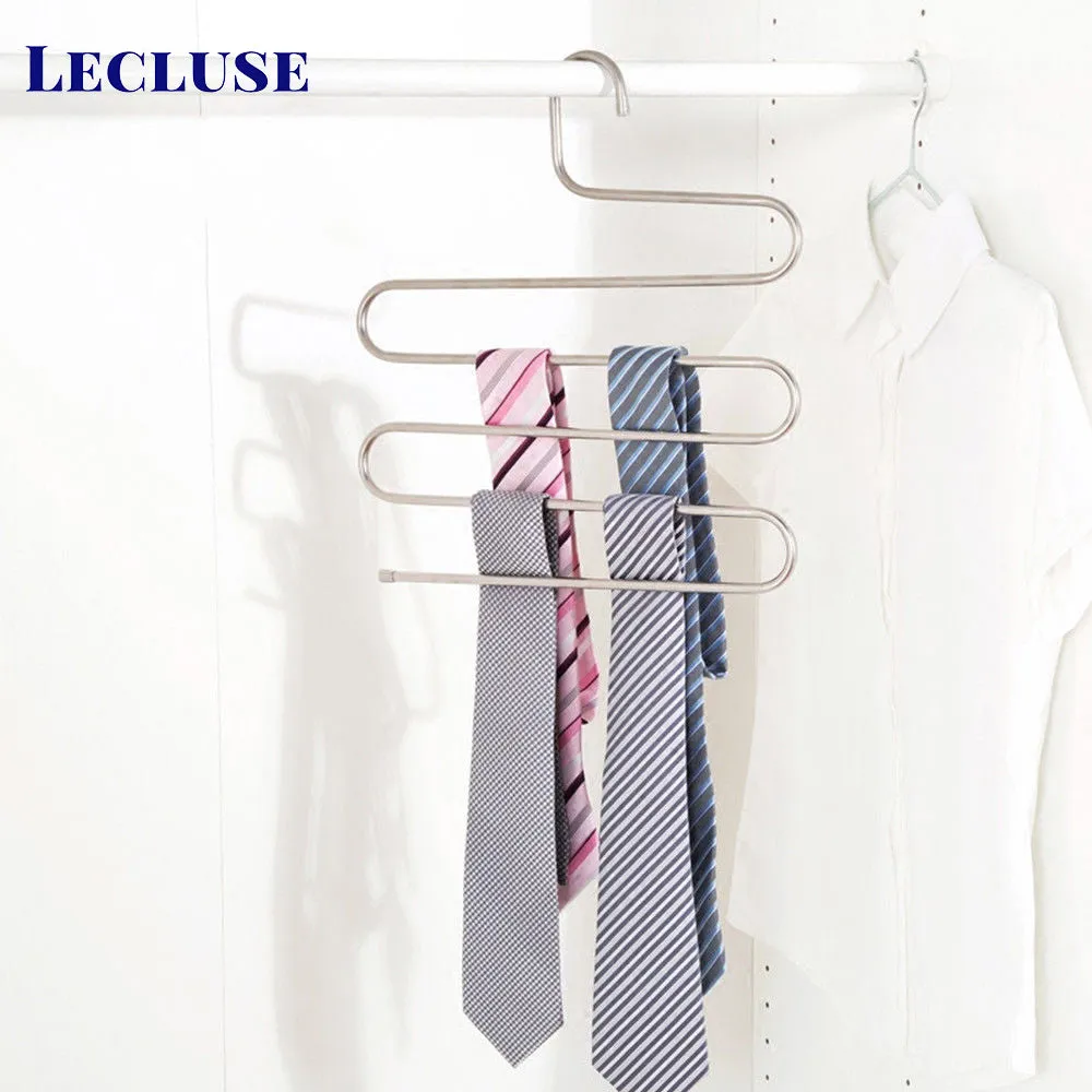 Lecluse Stainless Steel Trouser Hangers Pants Tie Clothes Coat Space Saving Bulk