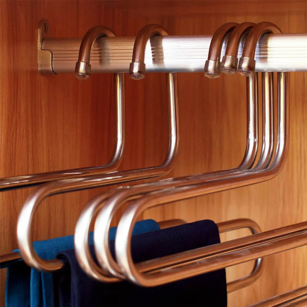 Lecluse Stainless Steel Trouser Hangers Pants Tie Clothes Coat Space Saving Bulk