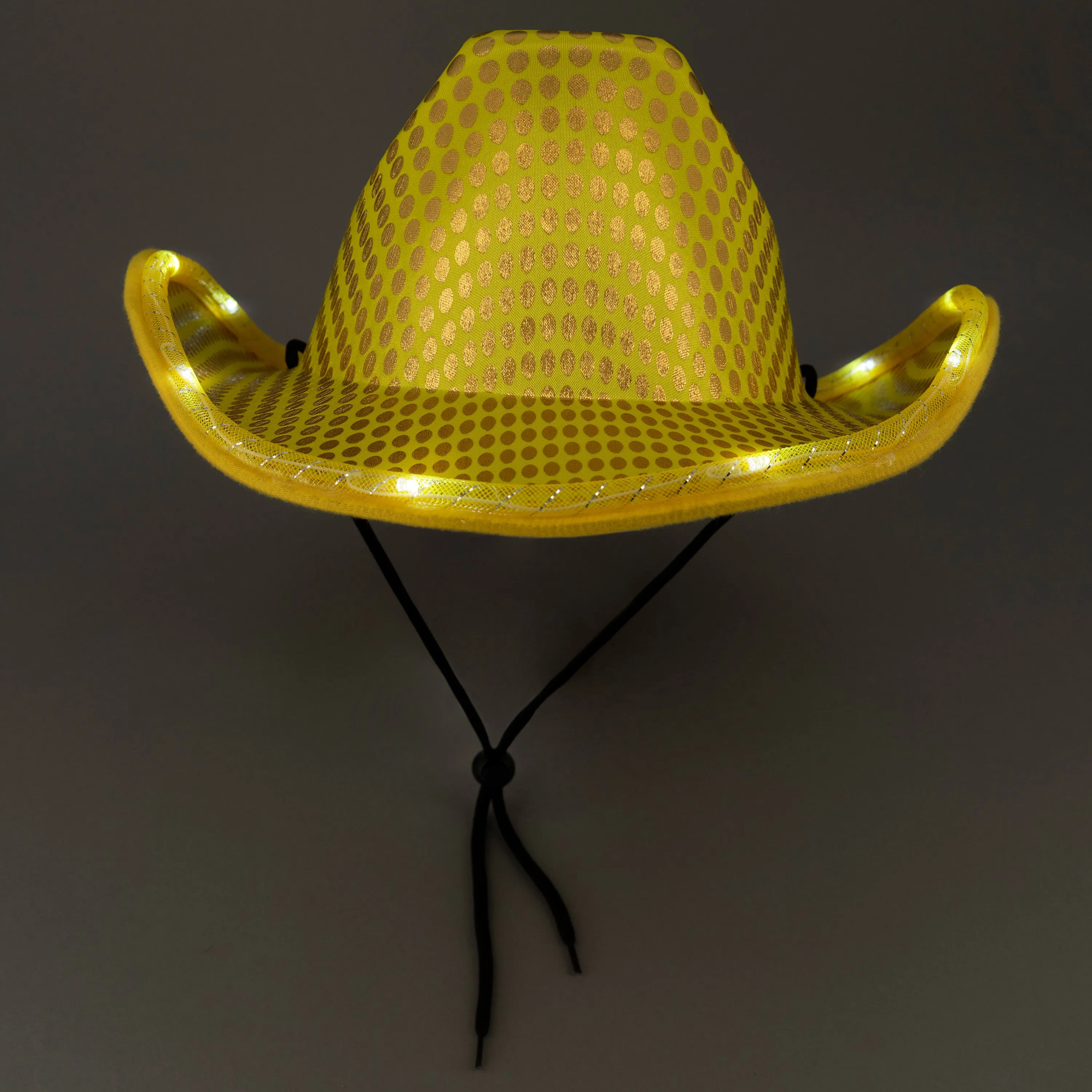 LED Light Up Flashing Sequin Gold Cowboy Hat - Pack of 24 Hats