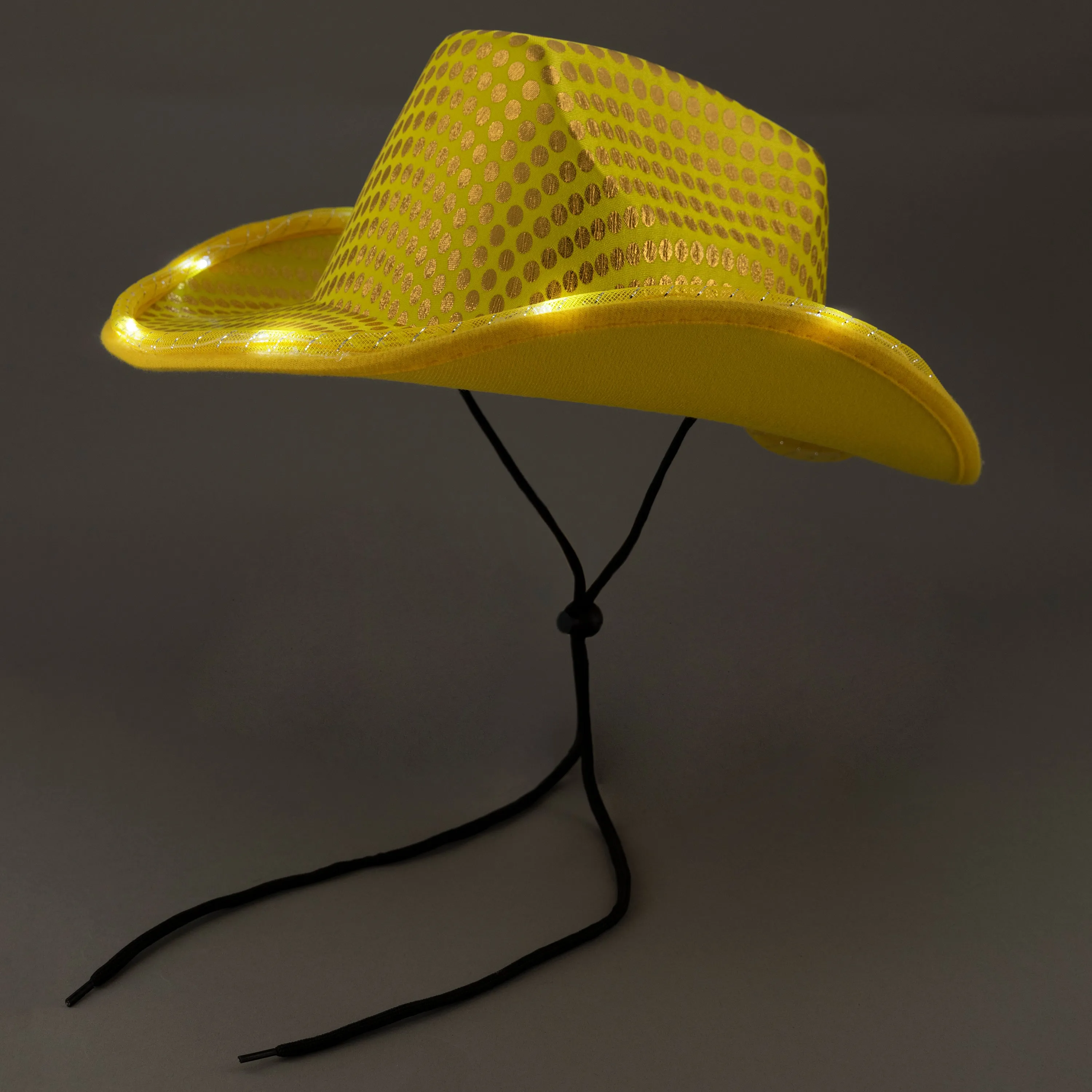 LED Light Up Flashing Sequin Gold Cowboy Hat - Pack of 24 Hats