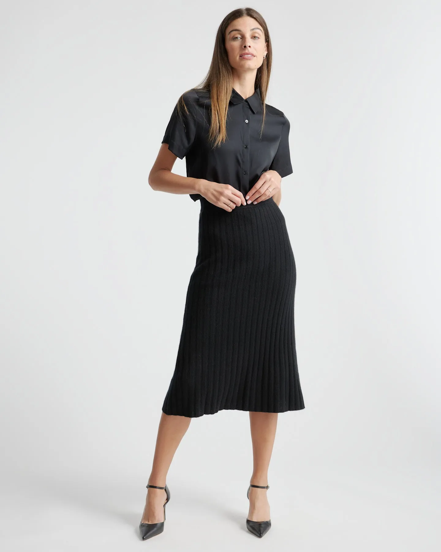 Lightweight Mongolian Cashmere Midi Skirt