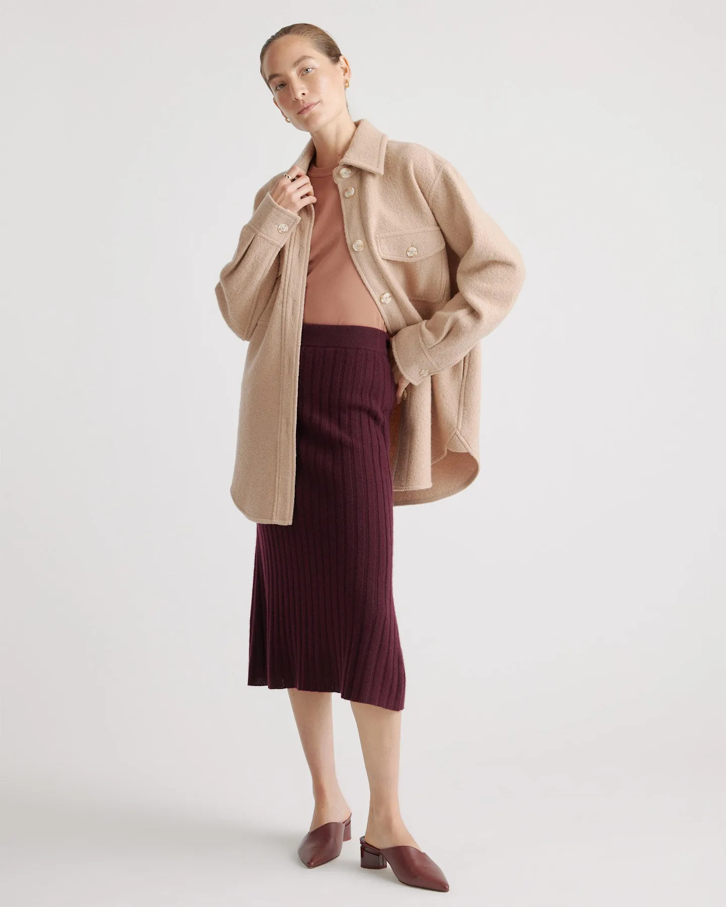 Lightweight Mongolian Cashmere Midi Skirt