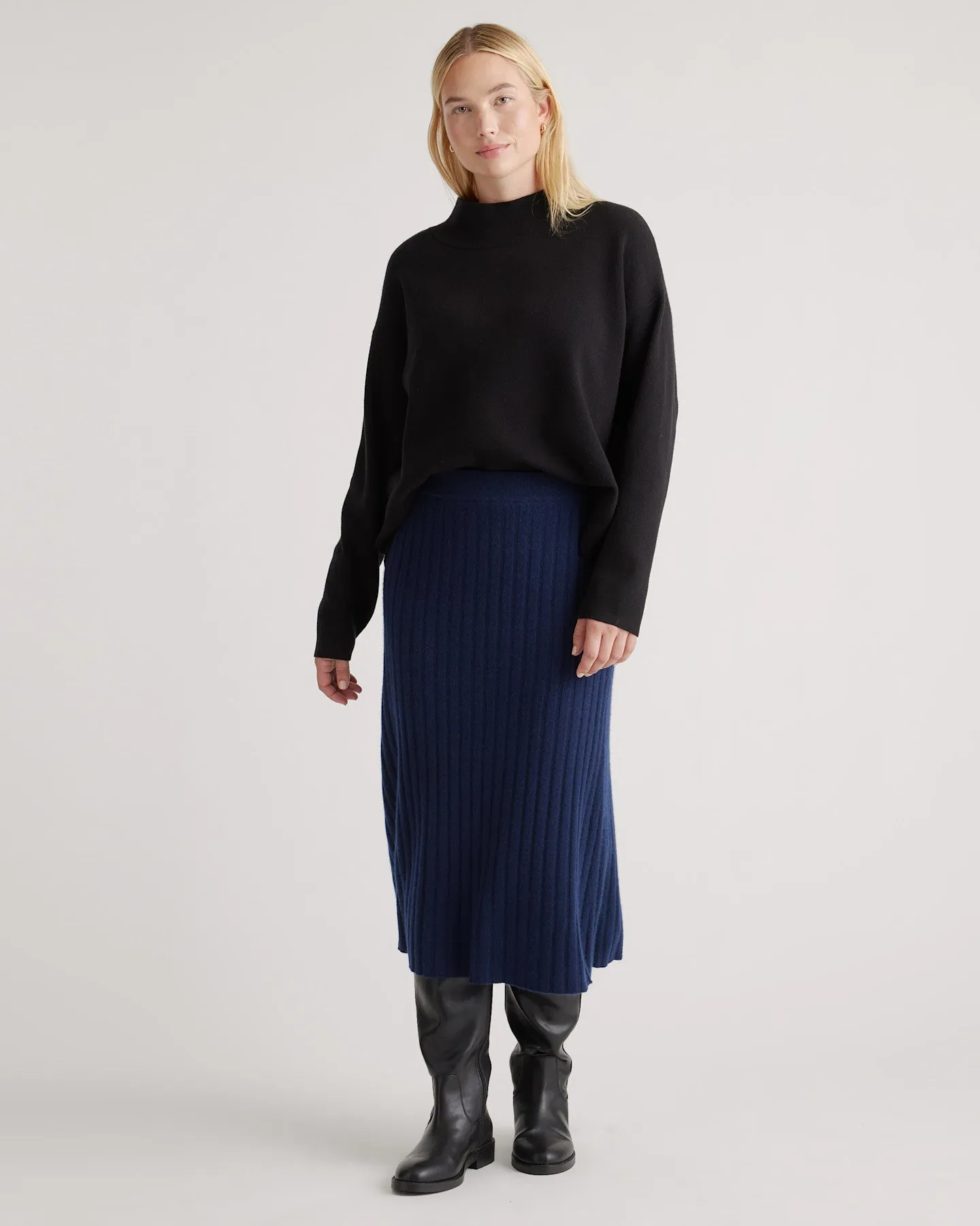 Lightweight Mongolian Cashmere Midi Skirt