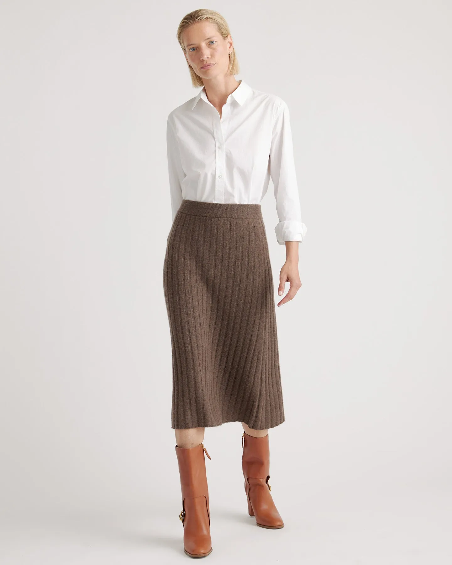 Lightweight Mongolian Cashmere Midi Skirt