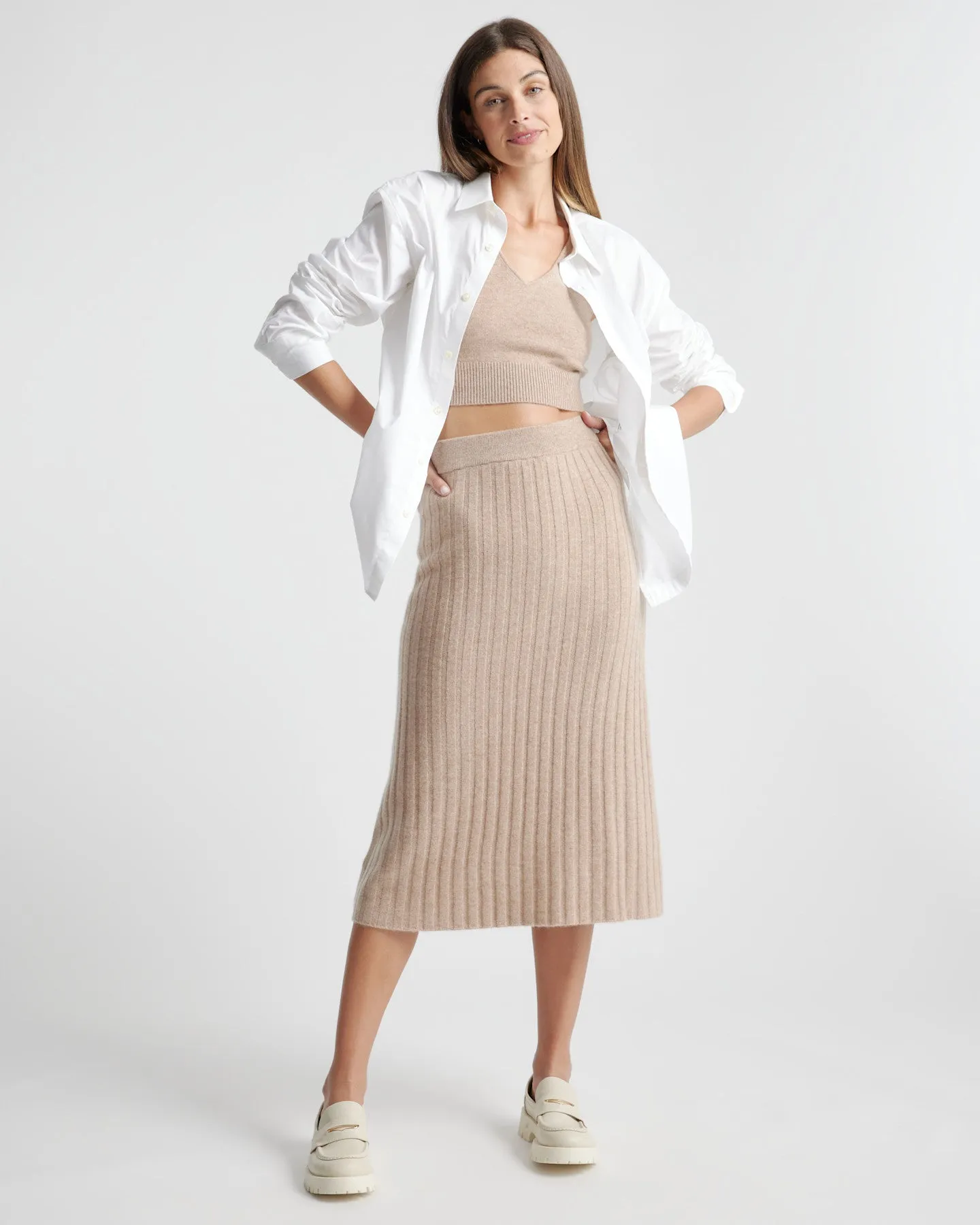 Lightweight Mongolian Cashmere Midi Skirt