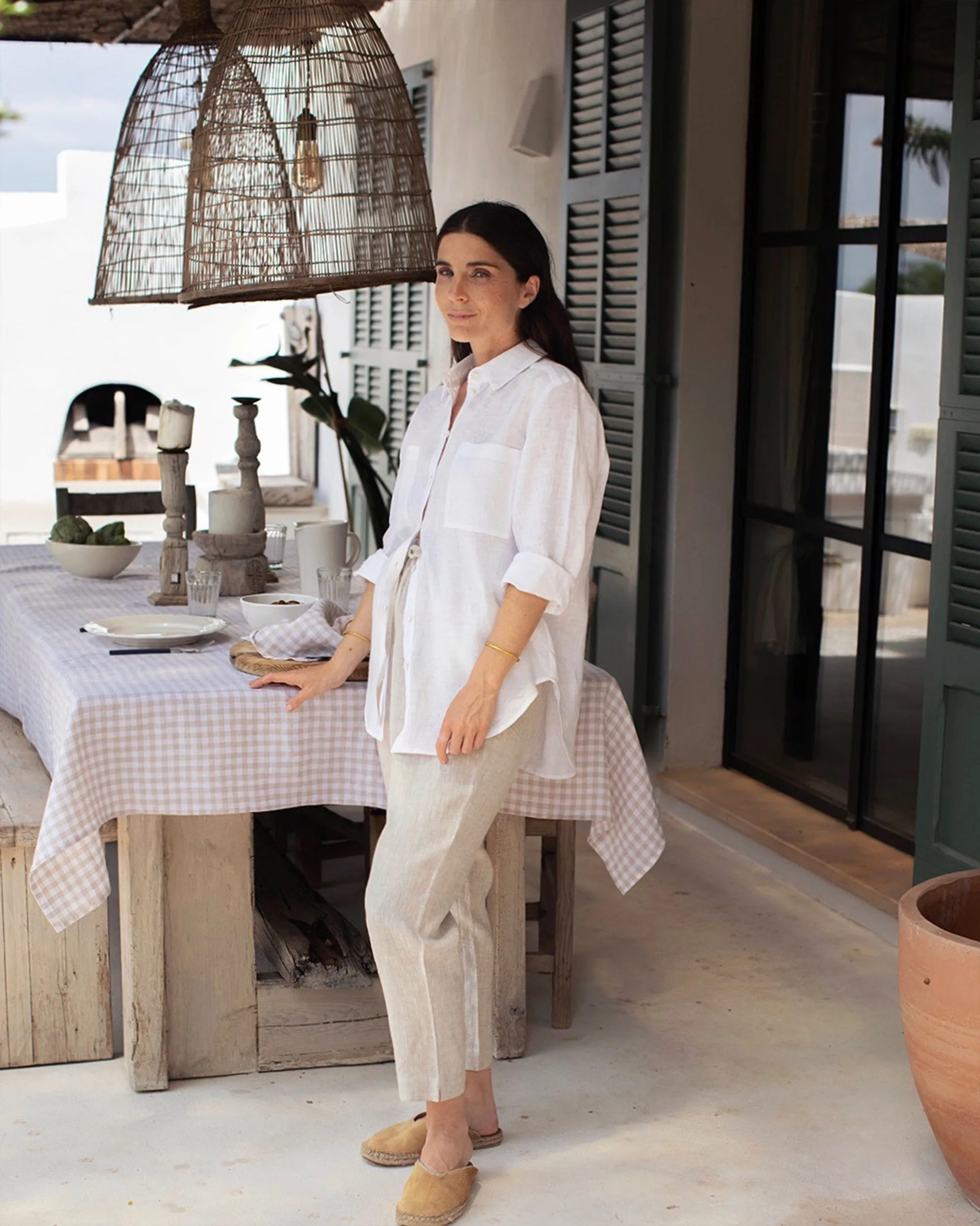 Long-sleeved linen shirt CALPE in White