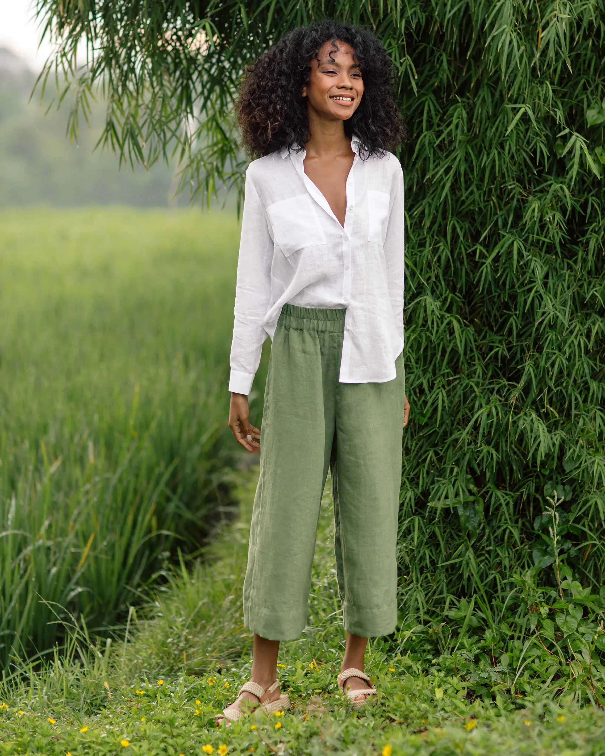 Long-sleeved linen shirt CALPE in White
