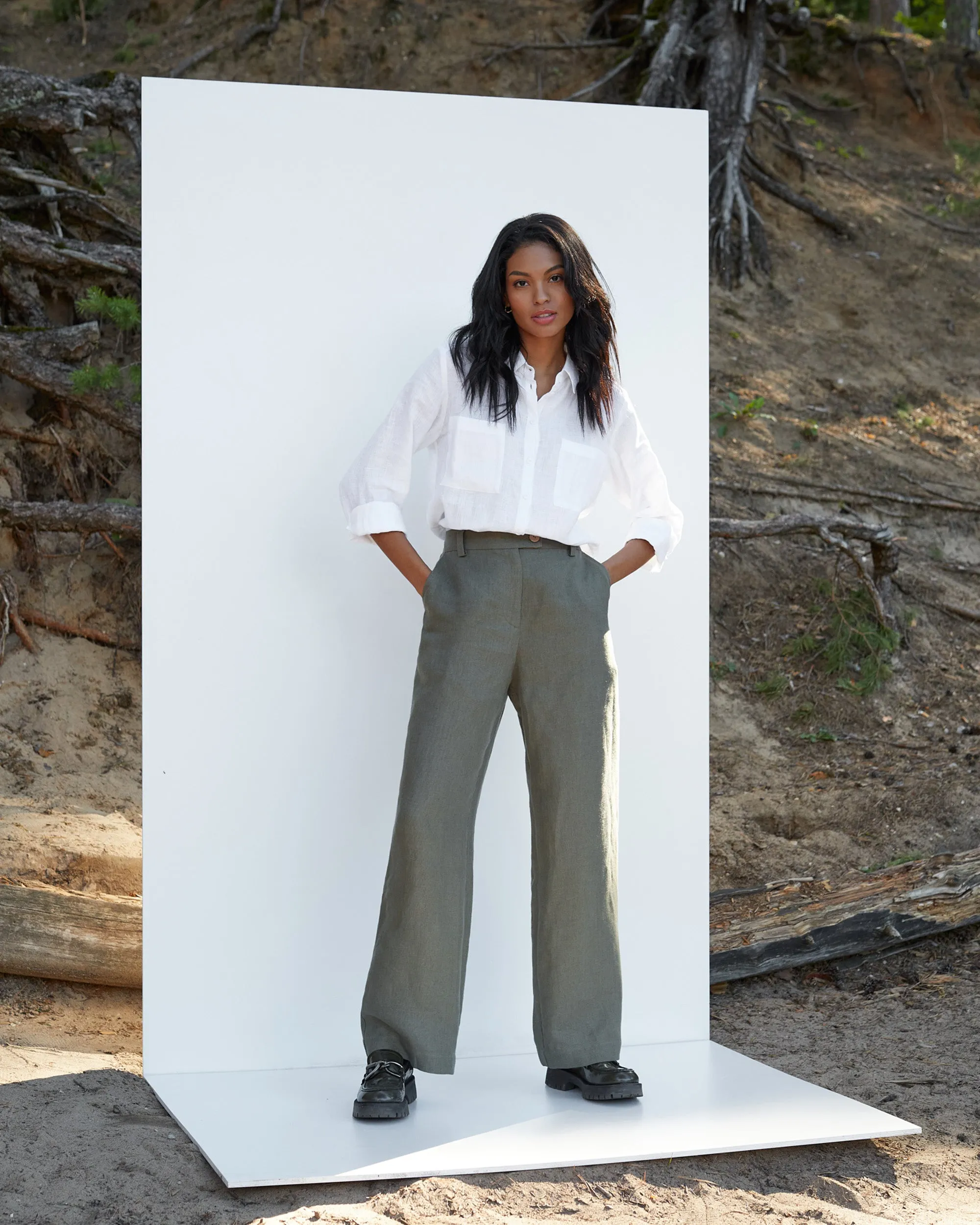 Long-sleeved linen shirt CALPE in White