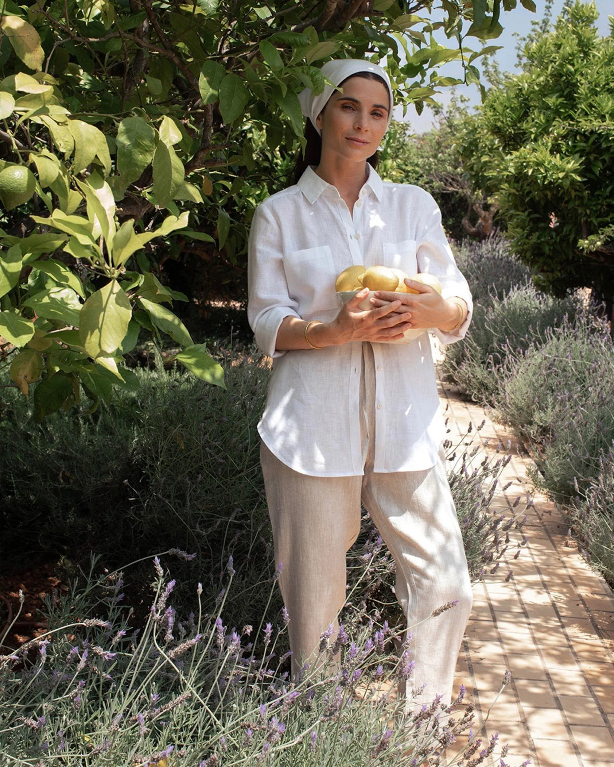 Long-sleeved linen shirt CALPE in White
