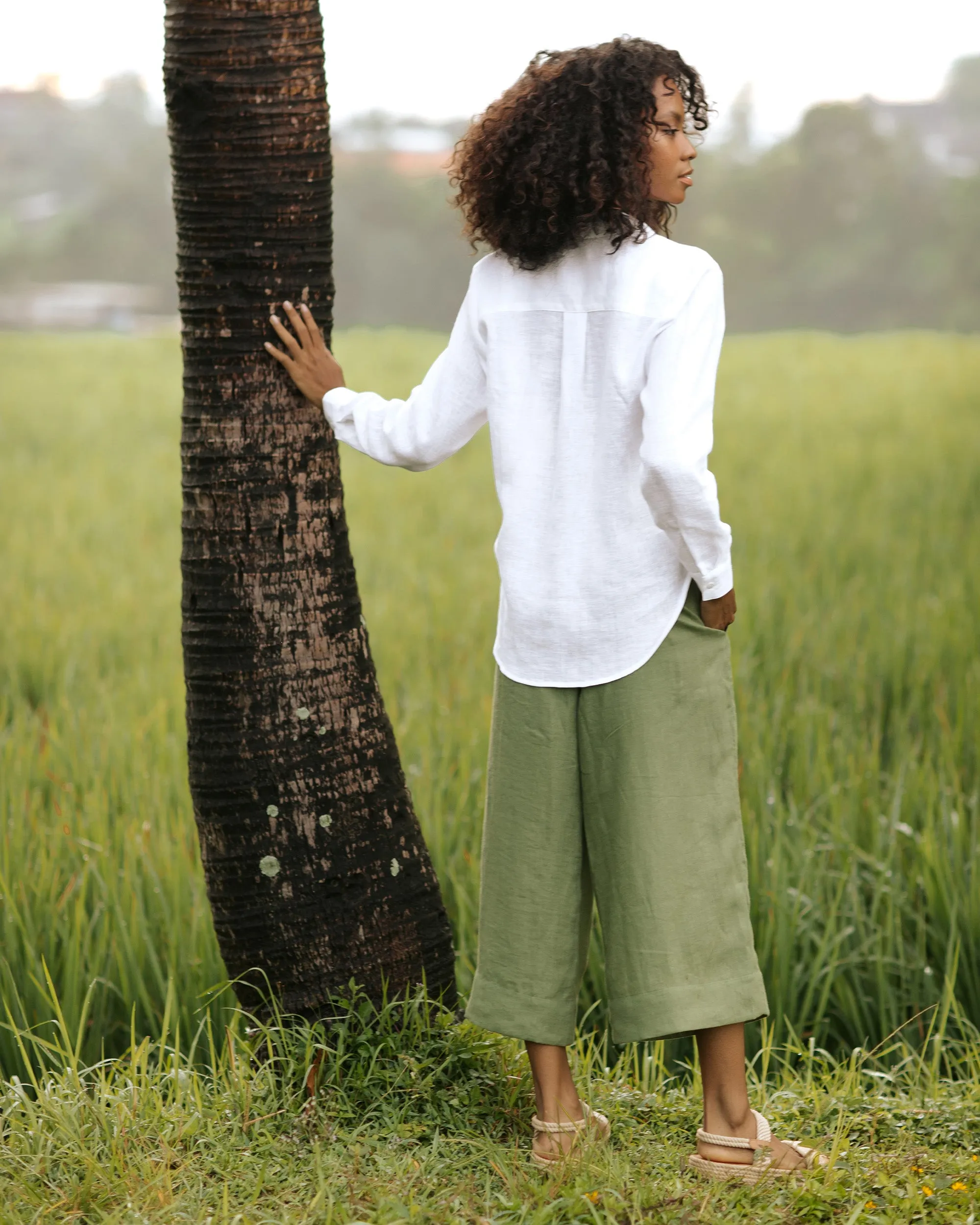 Long-sleeved linen shirt CALPE in White