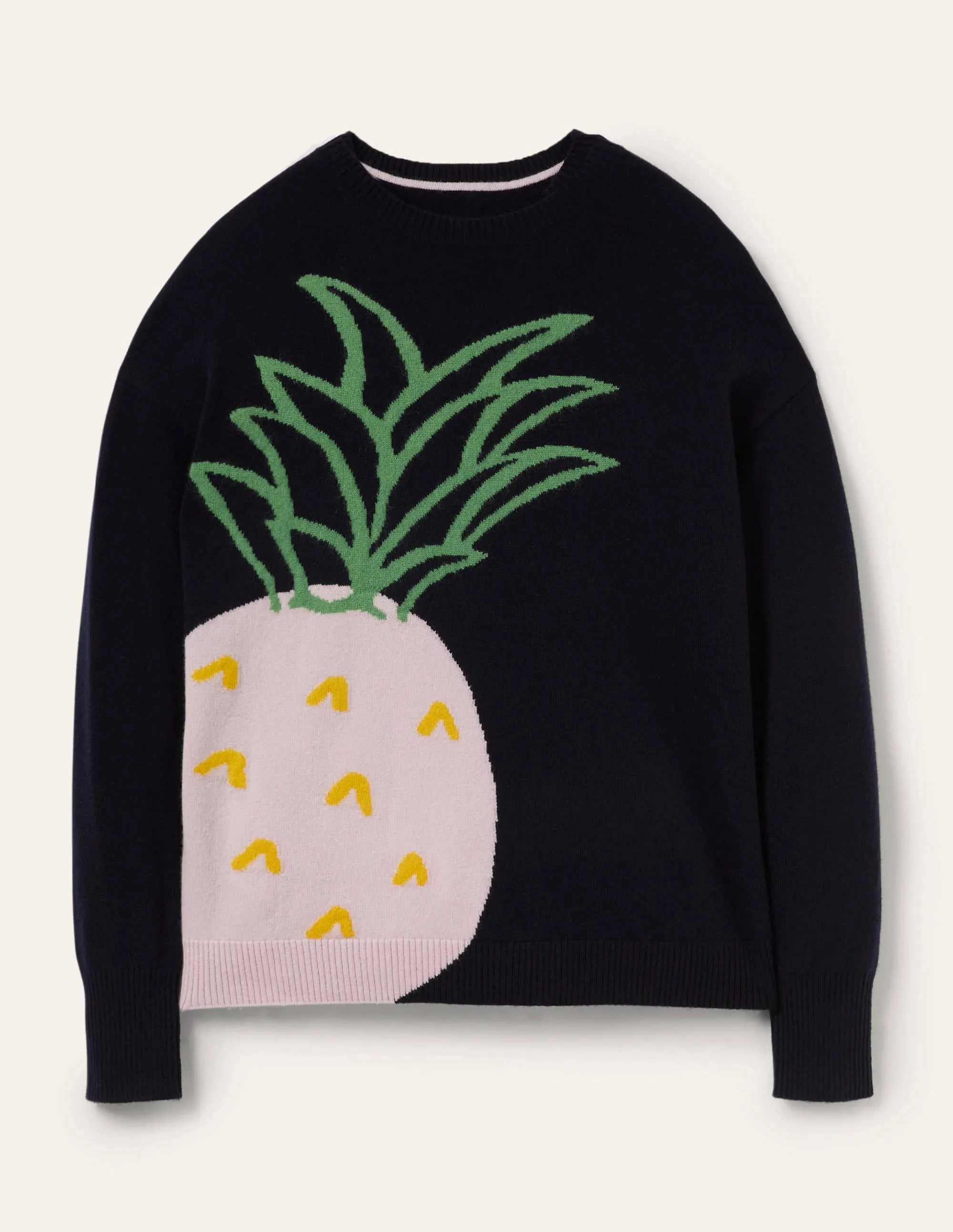Margot Cashmere Jumper-Navy, Pineapple