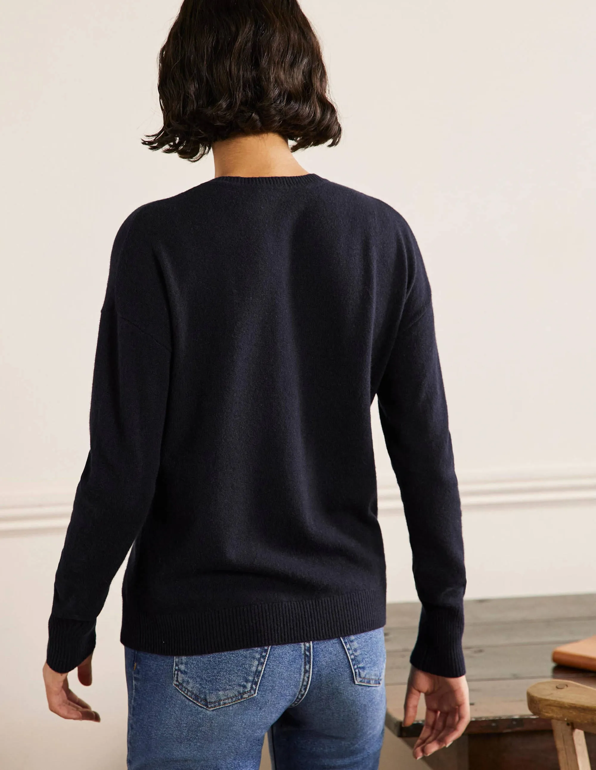 Margot Cashmere Jumper-Navy, Pineapple