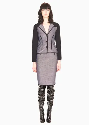 Maryse - Womens Tweed Jacket, Grey with Black Details