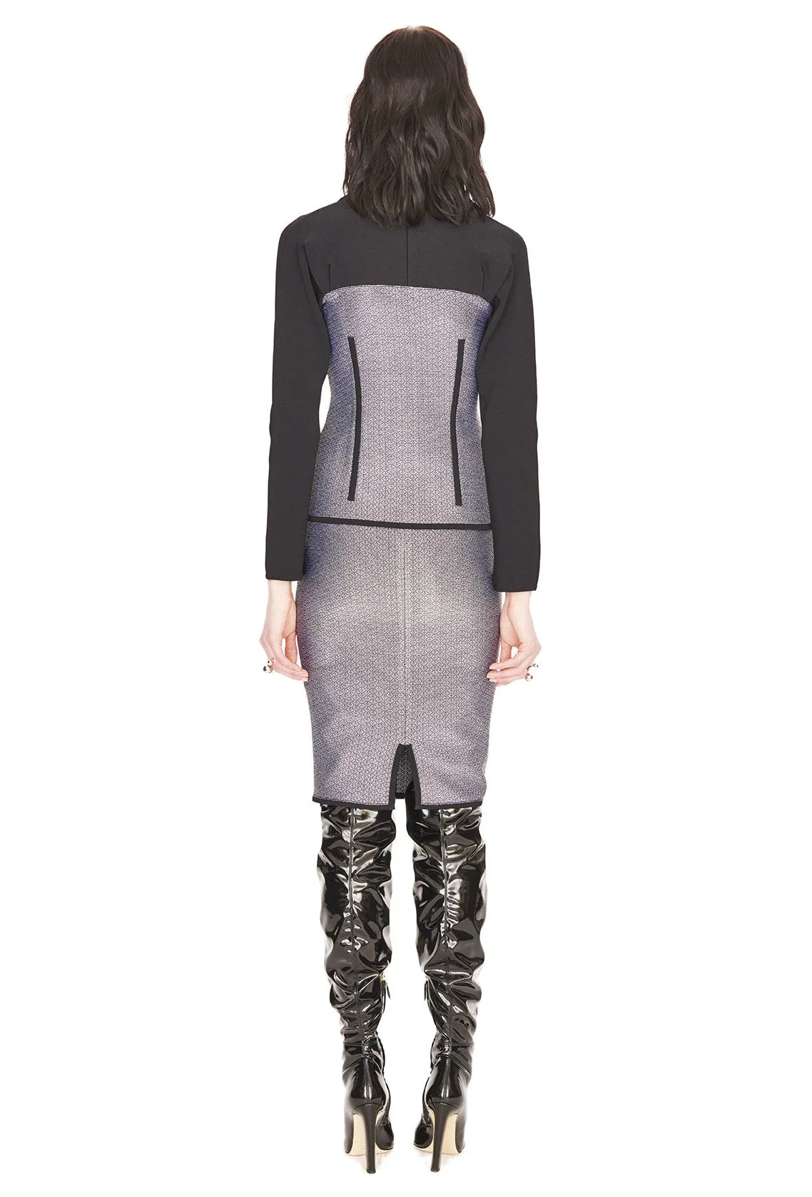Maryse - Womens Tweed Jacket, Grey with Black Details