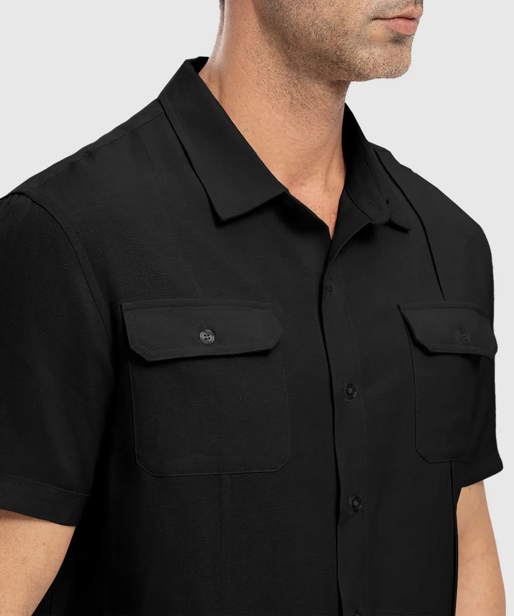 Men's Casual Cotton Linen Short-Sleeved Shirts
