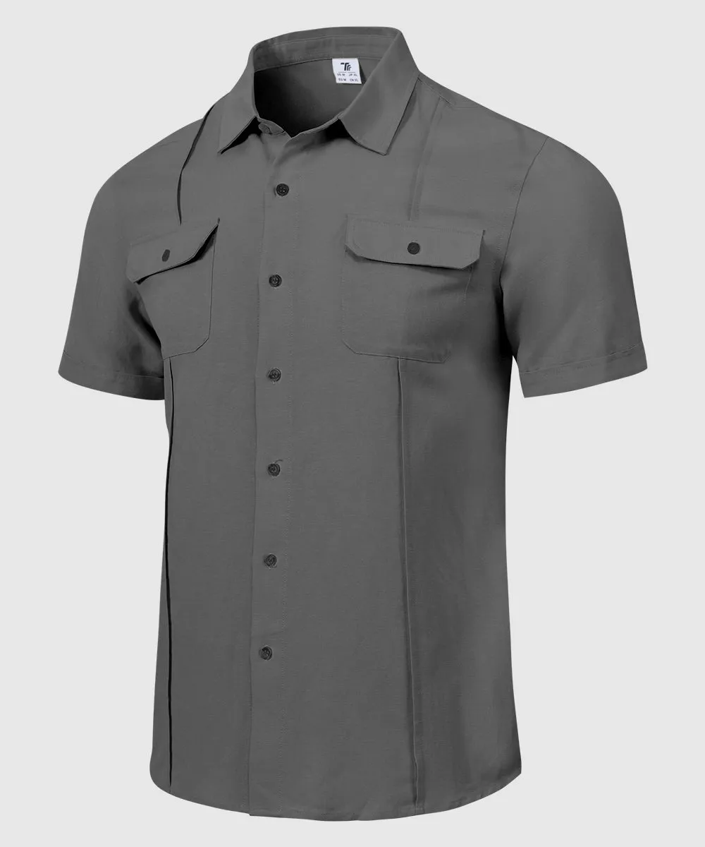 Men's Casual Cotton Linen Short-Sleeved Shirts