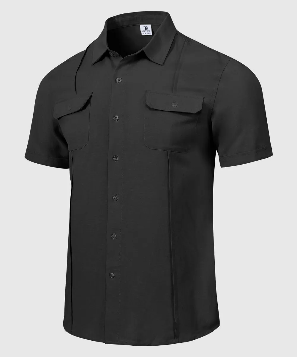 Men's Casual Cotton Linen Short-Sleeved Shirts