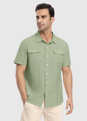 Men's Casual Cotton Linen Short-Sleeved Shirts