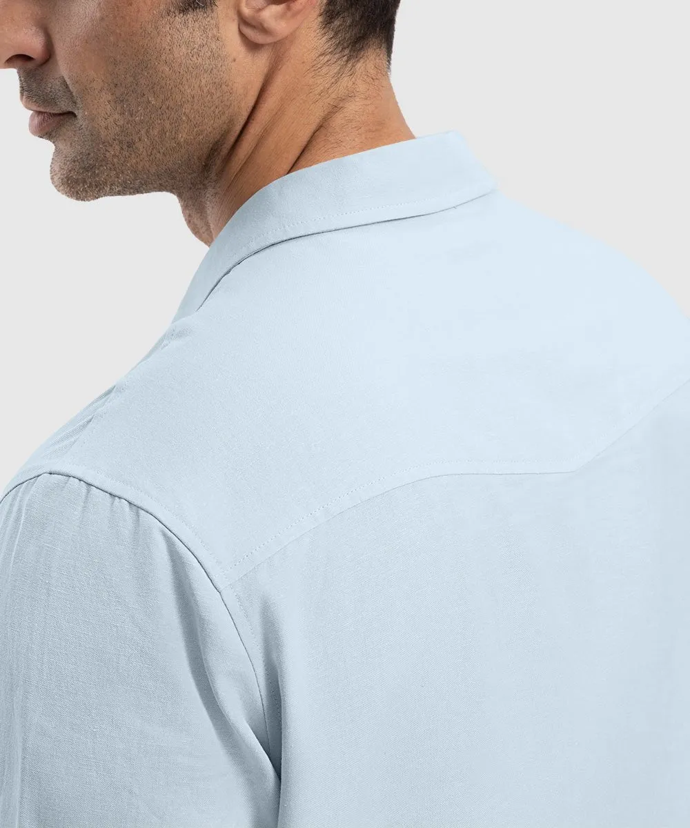 Men's Casual Cotton Linen Short-Sleeved Shirts