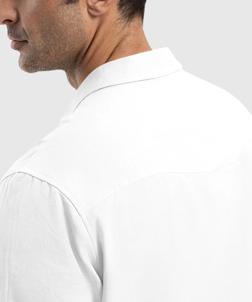 Men's Casual Cotton Linen Short-Sleeved Shirts