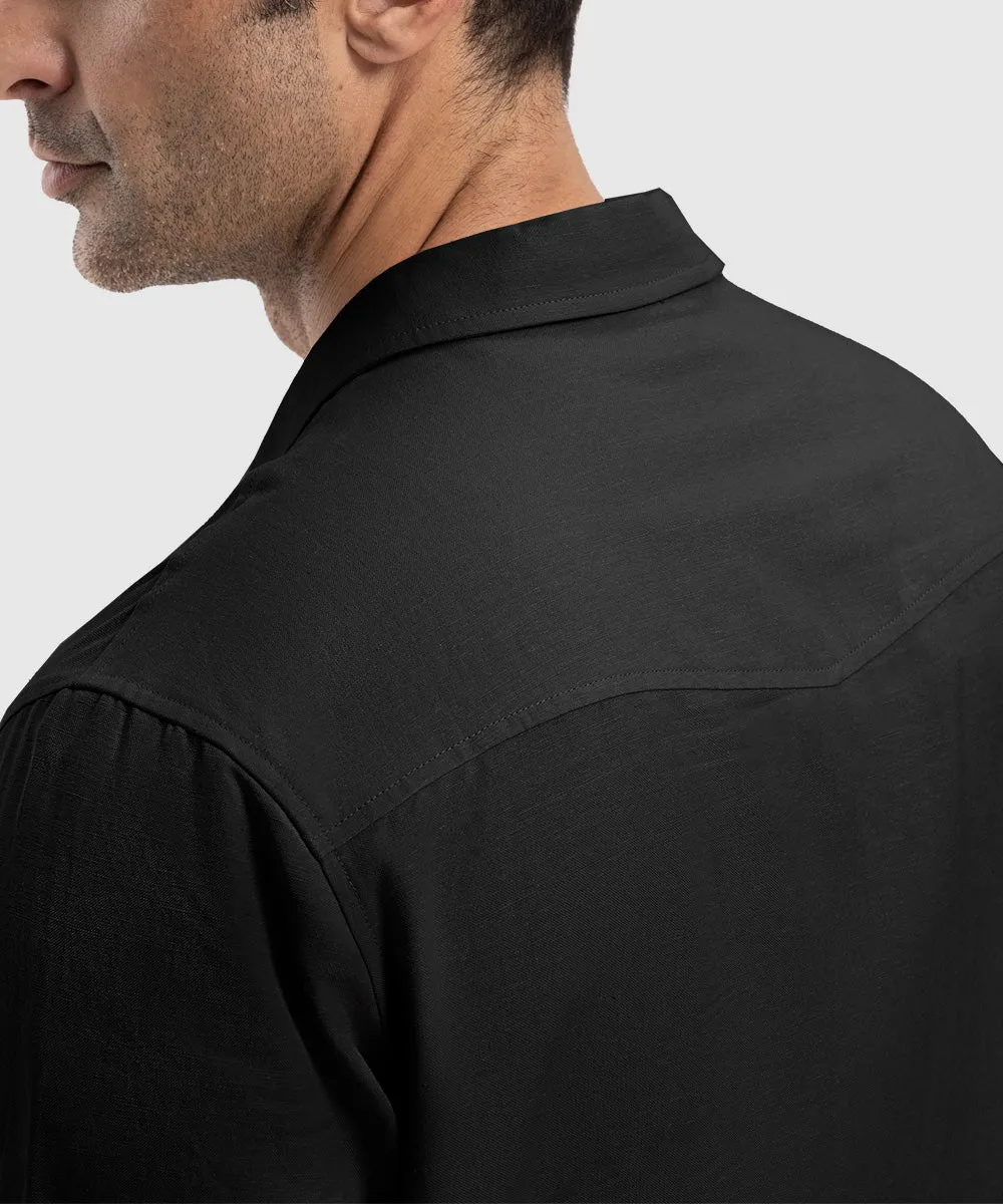 Men's Casual Cotton Linen Short-Sleeved Shirts