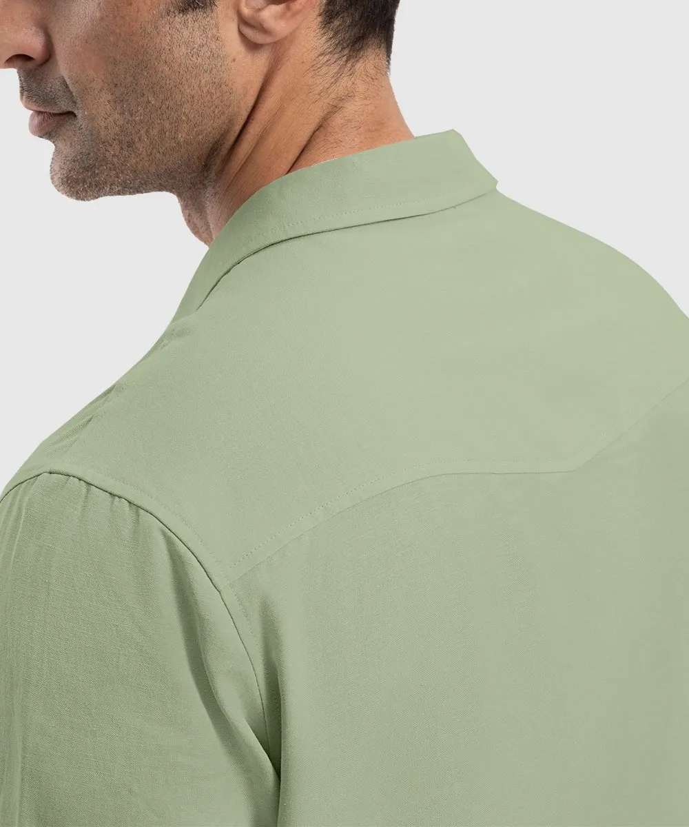 Men's Casual Cotton Linen Short-Sleeved Shirts
