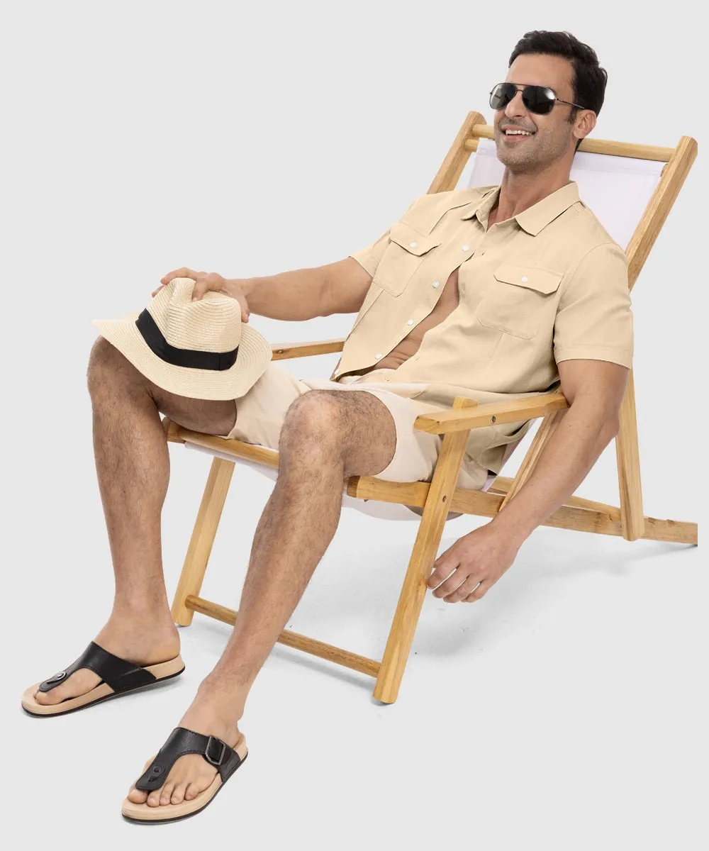 Men's Casual Cotton Linen Short-Sleeved Shirts