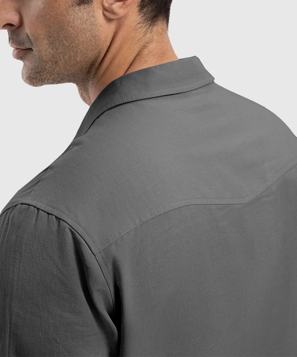 Men's Casual Cotton Linen Short-Sleeved Shirts